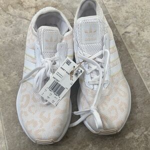 Adidas Women's White and Tan Sneakers